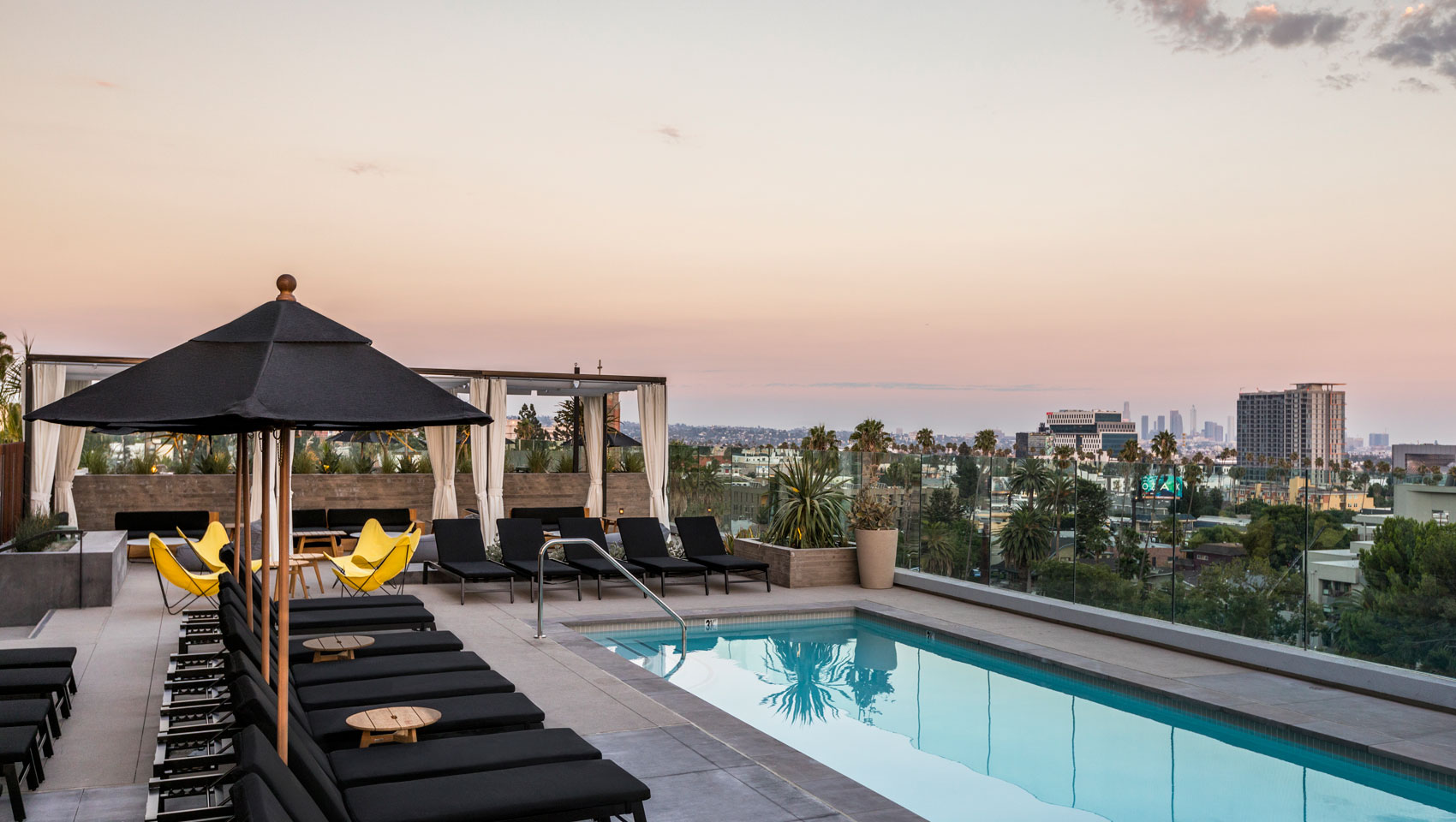 The Kimpton Everly Hotel hollywood rooftop pool lounge