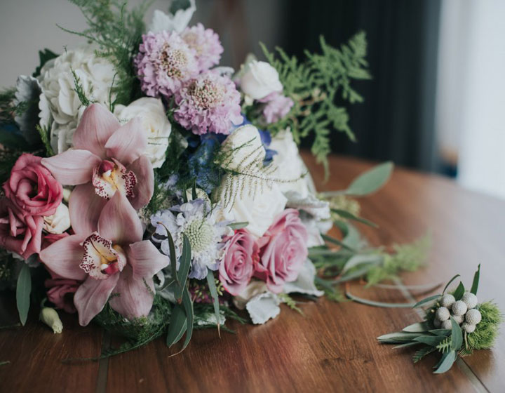 flowers on a table